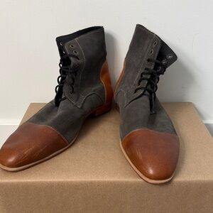 Men's Two-Tone Leather and Suede Boots